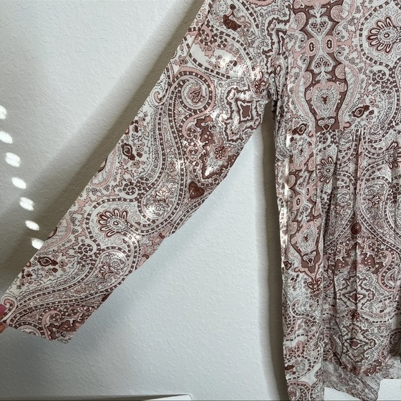 Anthropologie Lilka Dress Women Large Pink Paisley Flowy Keyhole Mini Boho B16 - Picture 8 of 11